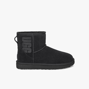 Ugg Classic Mini Rubber Logo Women Classic Boots Black (7253FZBPU)